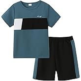 KIMI BEAR Boy Clothes Kids Boy's Summer Outfits Shorts Sleeve Crewneck T Shirt Tops Tees Shorts Sets Boy's 2 Piece Outfits