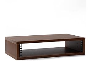 AcouZen Desktop Studio Rack – 2U/3U/4U Wooden 19-Inch Rack for Studio Gear, Natural or Walnut Engineered Wood, Tabletop Mount for Audio Equipment (Walnut Finish, 2U)