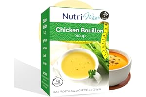 NutriWise High Protein Soup | Chicken Bouillon | 15g Protein, Low Calorie, Low Carb, Low Fat, Low Sugar | Gluten Free Diet for Hunger Control | Meal Replacement | 7/Box