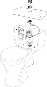 Wirquin M19368 Dual Push Button for MW2 Toilet Flushing Button Circular view 3