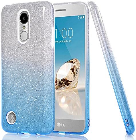 LG K20 Plus Case, Nicelin Built-in Gradient Colorful Glitter Paper and TPU Materials Holder 3 in 1 Case for LG K20 Plus / MP260 / TP260 (Blue)