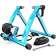 Sportneer Bike Trainer - Magnetic Stationary Bike Stand for 26-28" & 700C Wheels - Adjustable 6 Level Resistance Bike Trainer Stand for Indoor Riding with Quick Release Lever & Front Wheel Riser Block