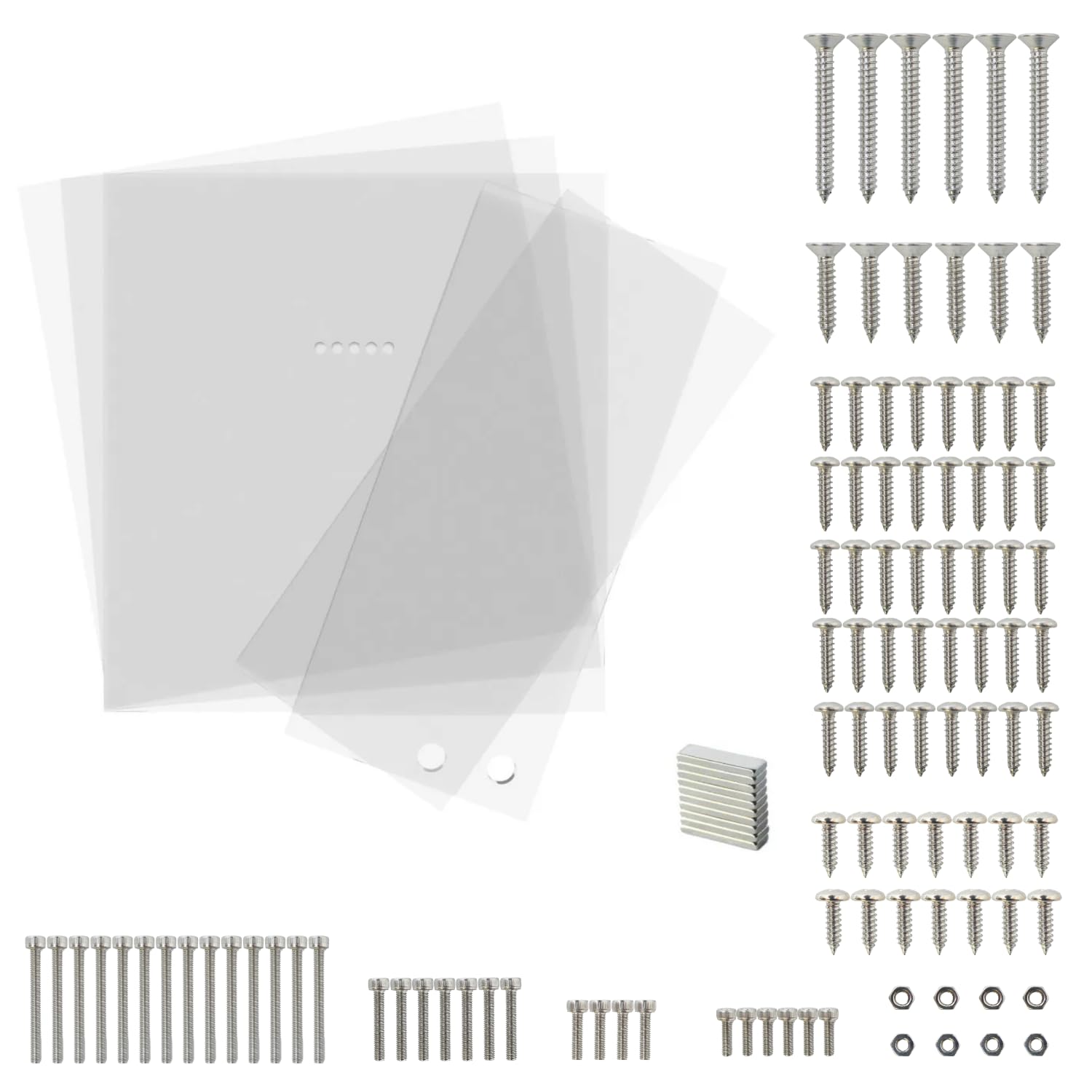 3D SOURCERER V2 Clear Prusa IKEA Lack Plexiglass 3mm 5-Pack Acrylic Kit for 3D Printer Enclosure | x10 Magnets (20x6x2mm) | Protective Sheets x3 440x473mm & x2 220x505mm
