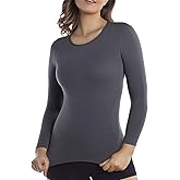 +MD Women Light Compression Undershirts 3/4 Length Sleeve Crew Neck Basic Shapewear Thermal Tops for Tummy Waist Control