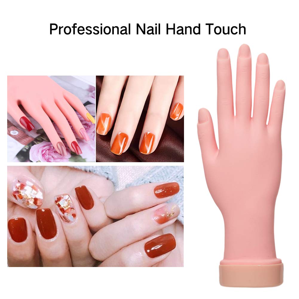 Nail Art Practice Hand Training Flexible Movable Fake Mannequin Hands Left & Right Manicure Tool for Beginners or Salon Artist : Beauty