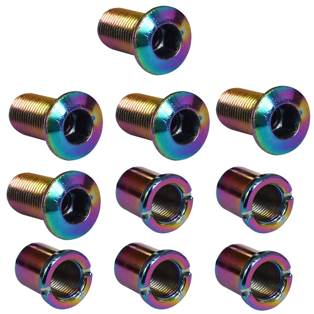 Albedel 5 pcs Triple Chainring Bolts Screws Colorful Disc Crankset Nuts Chainwheel Fit for Road Bike Mountain Bike MTB