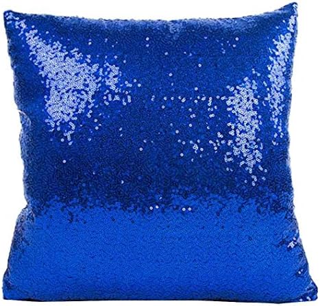 Solid Color Glitter Sequins Throw Pillow Case Cafe Home Decor Cushion Covers (Blue) [Energy Class A]