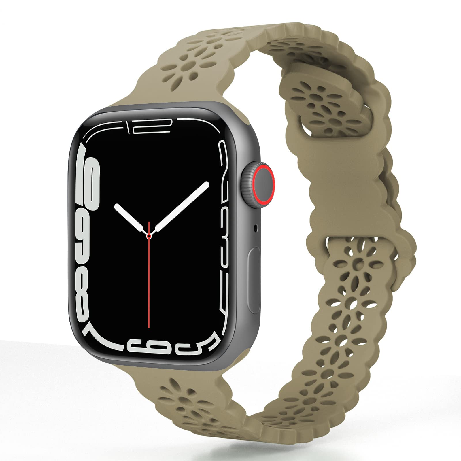 TopPerfekt Lace Silicone Straps Compatible with Apple Watch Straps42/44/45/49mm, Women Slim and Breathable Sports Wristband with Classic Clasp for iWatch Series Ultra SE 8 7 6 5 4 3 2 1