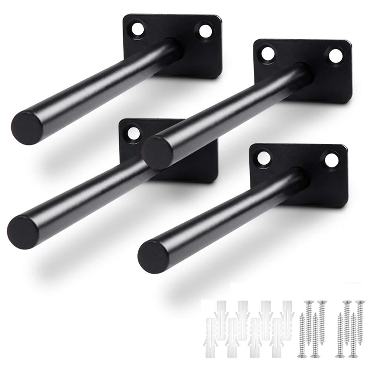 4Pcs 6inch Floating Shelf Brackets, Invisible Concealed Wall Mounted Wood Shelf Bracket, with Installation Screws