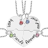 FLATRI Friendship Necklace - Heart BFF Necklace for 4 Best Friends Forever and Ever Necklace