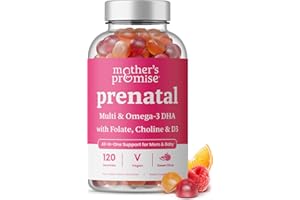 MOTHER'S PROMISE Prenatal Vitamin Gummies with DHA | Vegan Prenatal Vitamins for Women with Omega 3, Methylfolate, Choline & D3, Pregnancy Vitamins for Fetal Development | Gummy Multivitamin Supplement, 120 Count