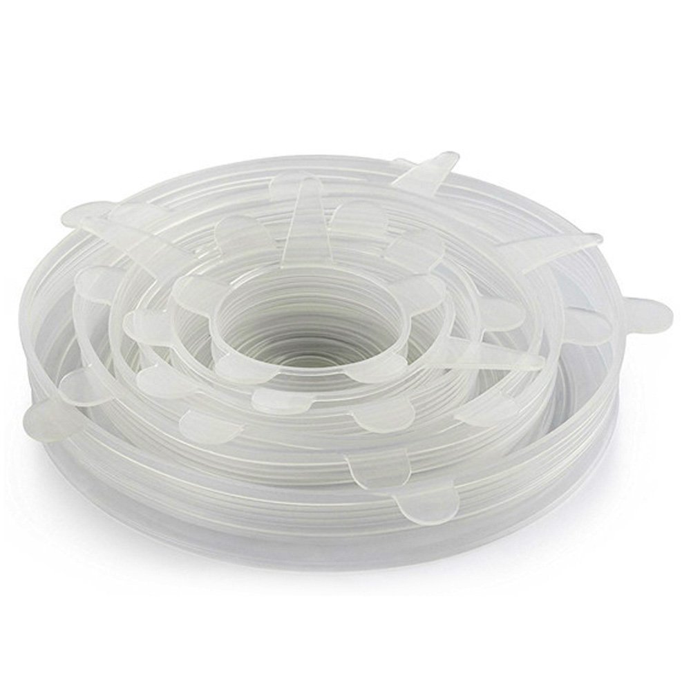 Denshine Silicone Stretch Lids 6 Pack Reusable Durable and Expandable Food Wrap Seal Covers Fit Various Sizes and Shapes of Containers for keep food fresh, Dishwasher and Freezer Safe