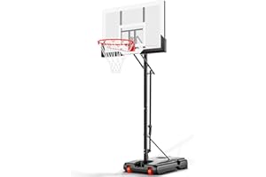 AWII SPORT Basketball Hoop 44 Inch Backboard Protable Basketball Hoop Outdoor, 4.8-10ft Height Adjustable Basketball Goal System for Kids Youth Adults Play in Backyard/Courts/Indoor