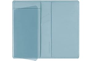 GNEGNI Leather Checkbook Cover with Built-in Divider Pen holder For Men Women Checkbook Holder Wallet RFID Blocking