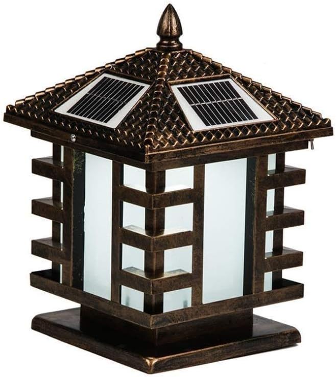 JNMDLAKO 9W LED Solar Lámpara de Columna Cuadrada para Exteriores IP65