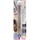 Pentel Arts Gel Roller for Fabric, (1.0mm) Bold Lines, Permanent, Black Ink, Pack of 2 (BN15BP2A)