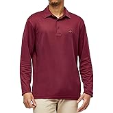 Greg Norman Men's Long Sleeve Performance Polo, Men Advantage Golf Polo Shirt