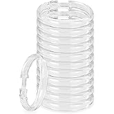 Rocky Mountain Goods Simple Spaces Clear Plastic Curtain Rings - 12 Pack - Click securely in Place - Unbreakable Plastic - Tr