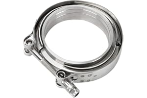 BLACKHORSE-RACING 4" Inch V Band Clamp with Stainless Steel Flange 4 Inch V Band Bolt Clamp With 2 Male Female Flanges for Turbo Pipe Performance Exhaust Sysformance Exhaust Pipes