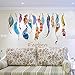 Kaimao Colorful Creative Dream Catcher Feathers Wall Stickers Art Decal Murals Removable Wallpapers for Home Decoration