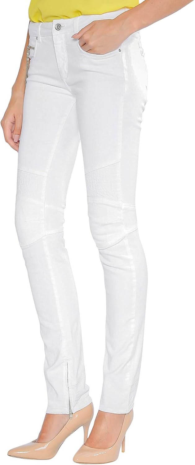 Casual Women’s Jeans White Slim Fit Mid Waist Cotton Women Jeans