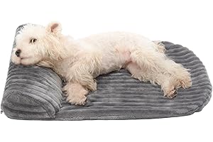Jiupety Bolster Dog Pillow with Orthopedic, Benefit for Cervical Vertebra, Machine Washable, Pet Pillow Bed Met for Small Medium Large Dogs, Gray, L