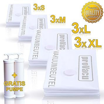 Provacu, Innovative Vakuumbeutel, Big PACK12 TLG Set ??????? Vakuumierbeutel mit Doppel Handpumpe Aufbewahrungsbeutel für Kle