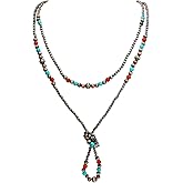 Firstmeet Navajo Pearl Necklace for Women Vintage Handmade Long Boho Turquoise Western Jewelry