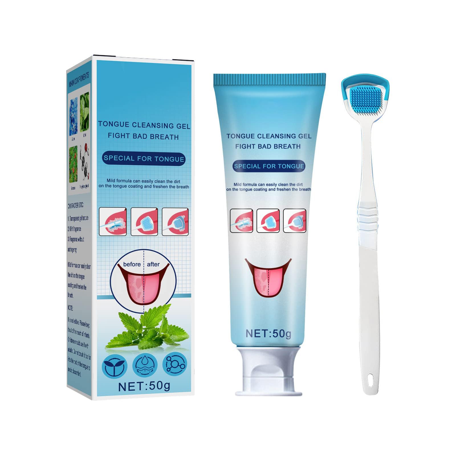 Photo 1 of DSSdoliV Tongue Cleaning Gel Set, Tongue Cleaner Gel with Tongue Brush, Easy to Use for Adults Kids, Tongue Scraper Scrubber for Adults with Cleaning Gel