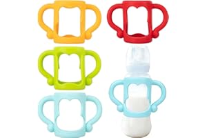 4 Pack Bottle Handles for Baby Bottles, Silicone Protective Case Bottle Holder Grips Bottle Holder for Easy Grip(4 Pack)