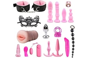 Sex Bondage BDSM Kit, Bed Restraints Set with Handcuffs and Toy for Adult Couples,Body-Safe Sexual Pleasure Tools for Women a
