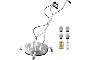 janz 20" Pressure Washer Surface Cleaner with 4 Wheels,Dual Handle,Stainless Steel Housing, 4 Replacement Nozzles and 2 Hose Adapters,Ideal for Driveways, Sidewalks,Patios,Decks Cleaning