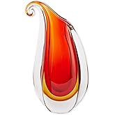 Red Curl Art Glass Vase 6.5x3x10.75