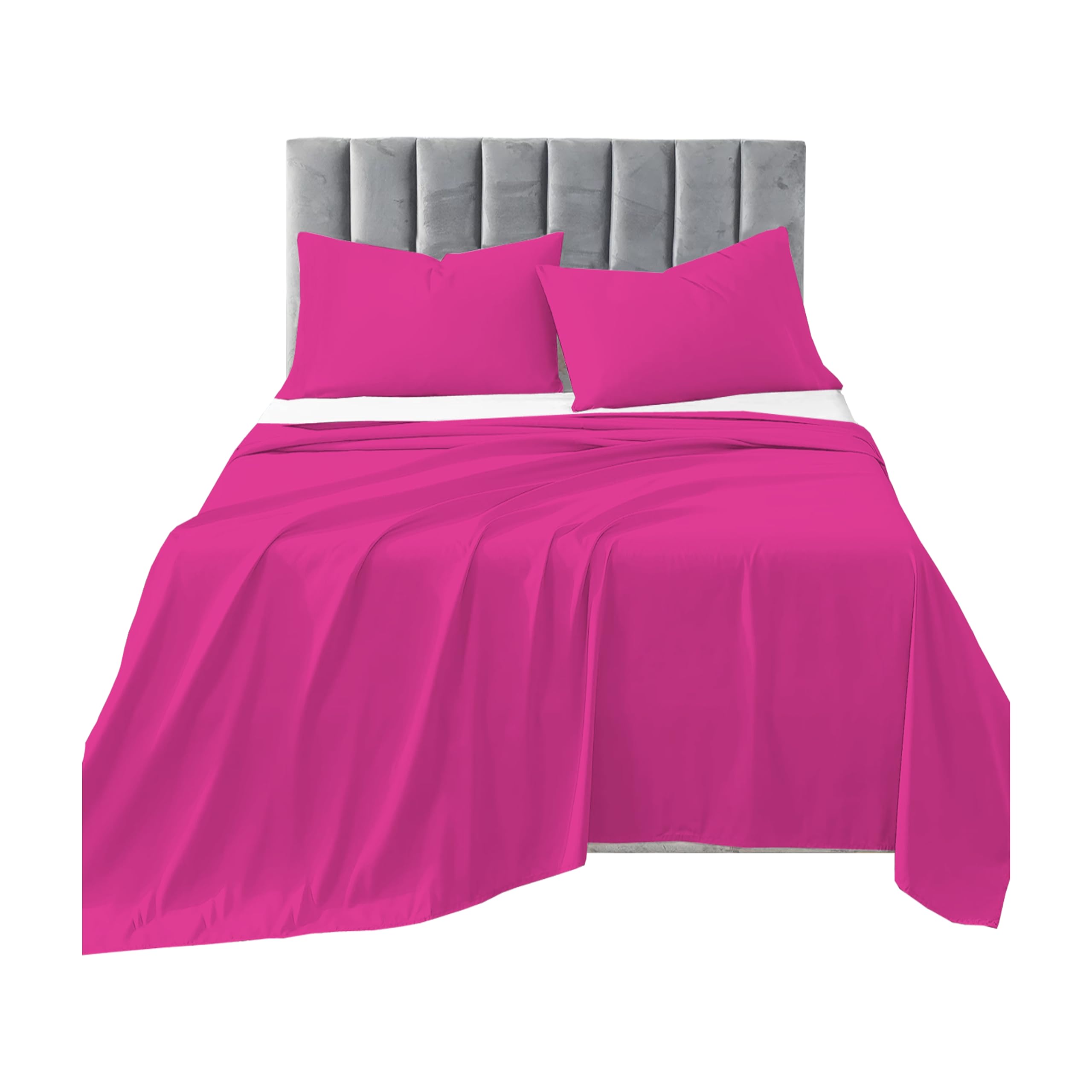 R&Z Plain Luxuary Polycotton Flat Sheets Single, Double, King, S King (Fuscia, Single) — image 1