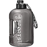 CVLIFE 1 Gallon Water Bottle with Handle, Large Gallon Water Jug with Strap, Big Sports Bottle for Gym, Reusable Black Water Container, 128 oz, Leak Proof, BPA Free