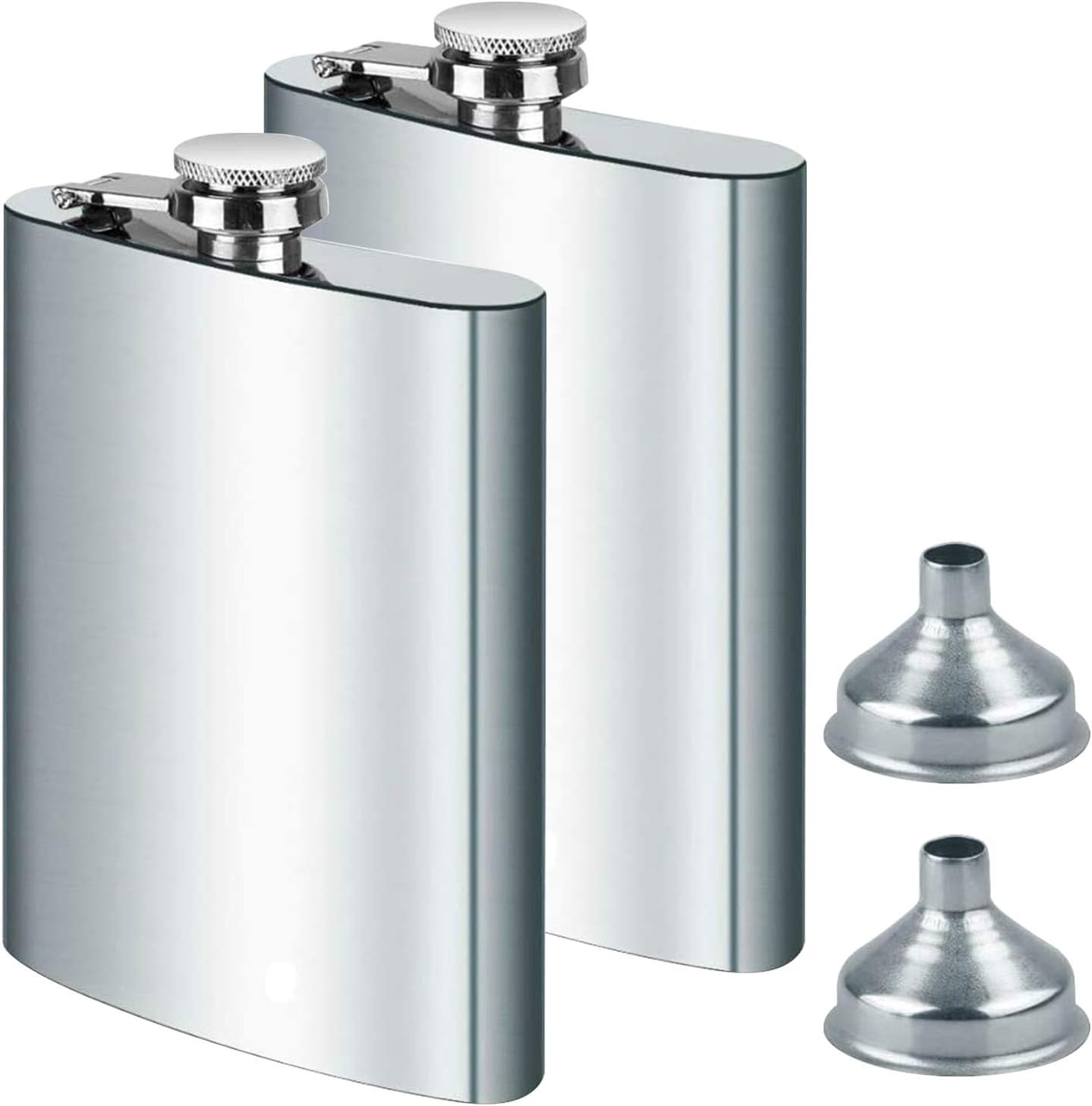 DealKits 2X Edelstahl Flachmann und Trichter, 8oz.227 ml Geeignet Zum Tragen von Alkohol