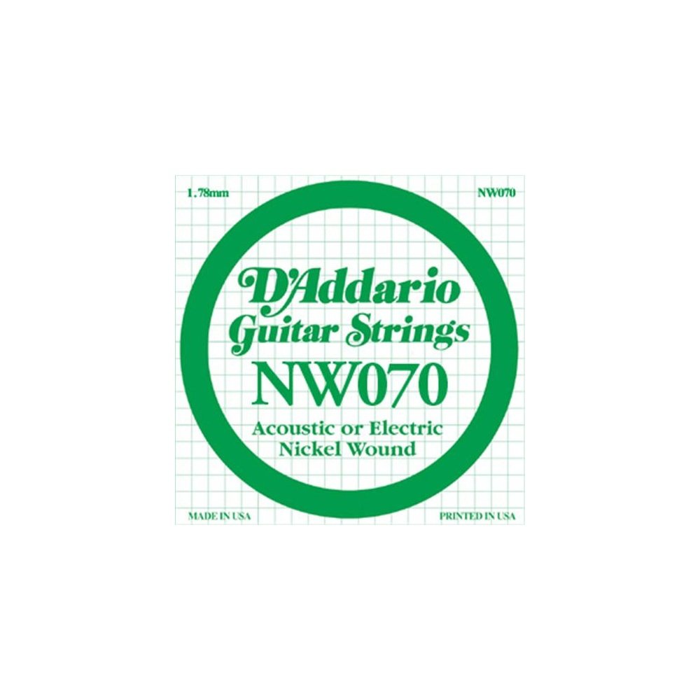 D'Addario NW070 Nickel Wound Electric Guitar Single String, .070
