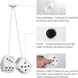 Abnaok Fluffy Dice for Car 2.4 x 2.4 in Black White Retro Square Pendant view 3