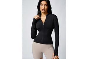 Workout Jacket for Women Full Zip Slim Fit Yoga Track Jackets with Pockets Athletic Running Shirt Thumb Holes Gym Top