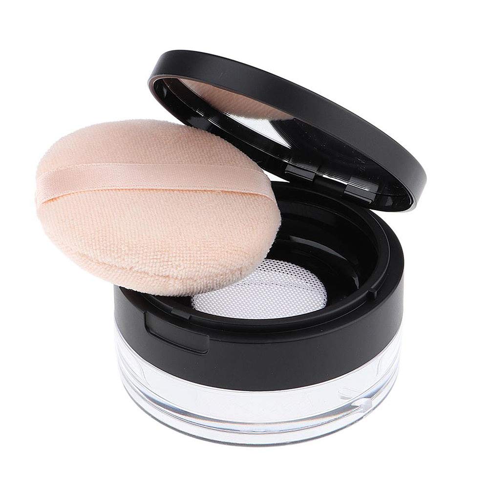 Photo 1 of AKOAK Capacity 20 ml(0.67 oz) Empty Reusable Plastic Loose Powder Compact Container DIY Makeup Powder Case with Sponge Powder Puff, Mirror and Elasticated Net Sifter