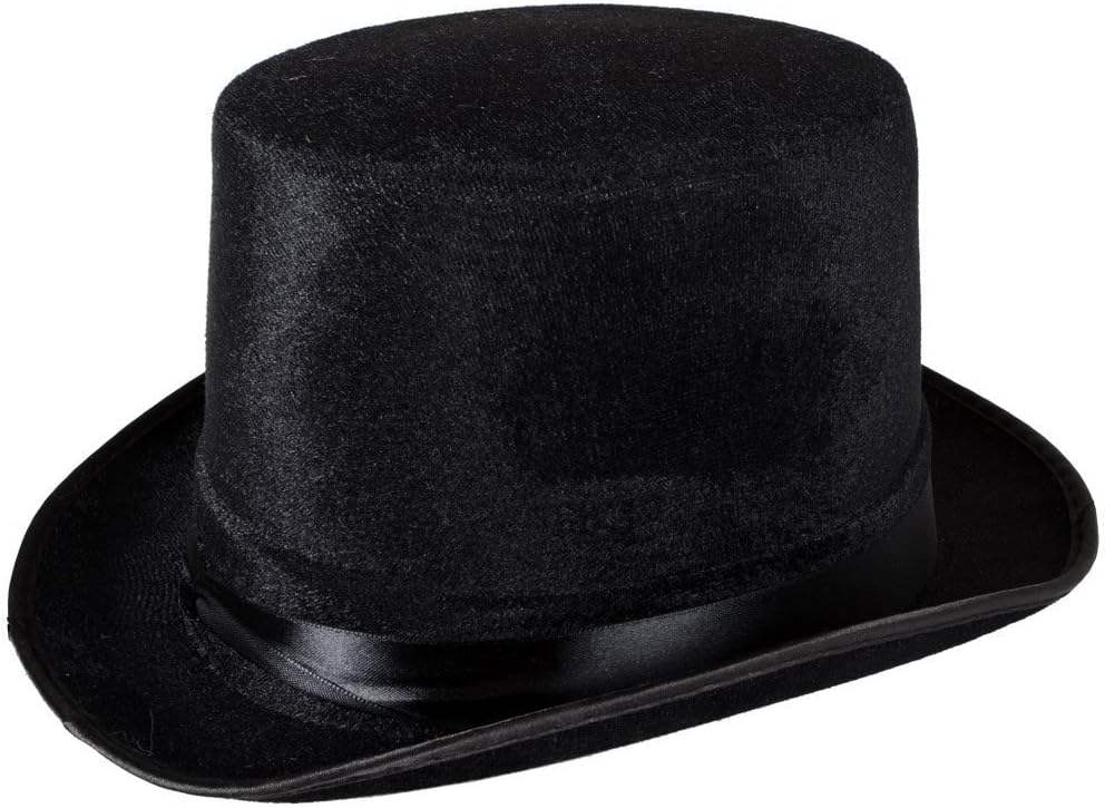 HENBRANDT Adult Black Velour Top Hat Victorian Steampunk Magician Fancy Dress