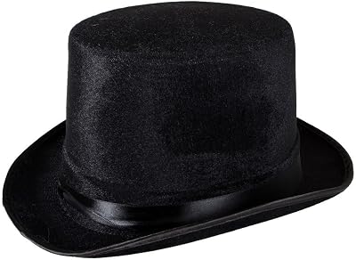 HENBRANDT Adult Black Velour Top Hat Victorian Steampunk Magician Fancy Dress