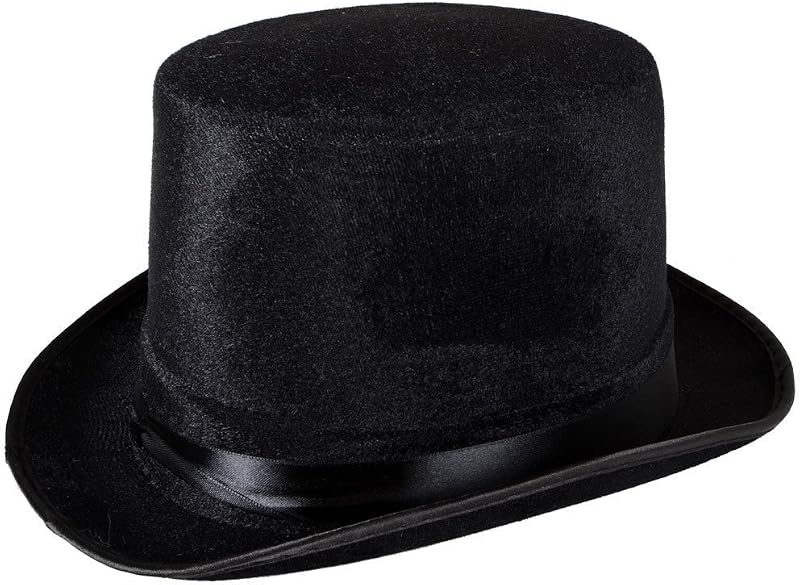 HENBRANDT Adult Black Velour Top Hat Victorian Steampunk Magician Fancy Dress