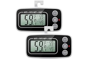 KeeKit Refrigerator Thermometer, 2 Pack Digital Freezer Thermometer with Hook, Fridge Thermometer with LCD Display, Magnetic,