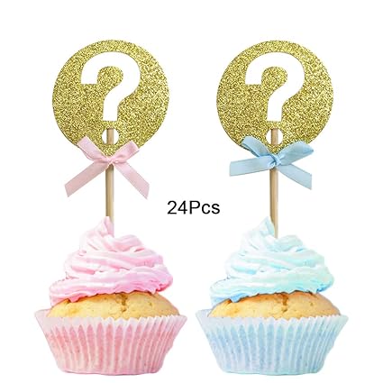 Amazon Com 24pcs Glitter Question Mark Gender Reveal Cupcake