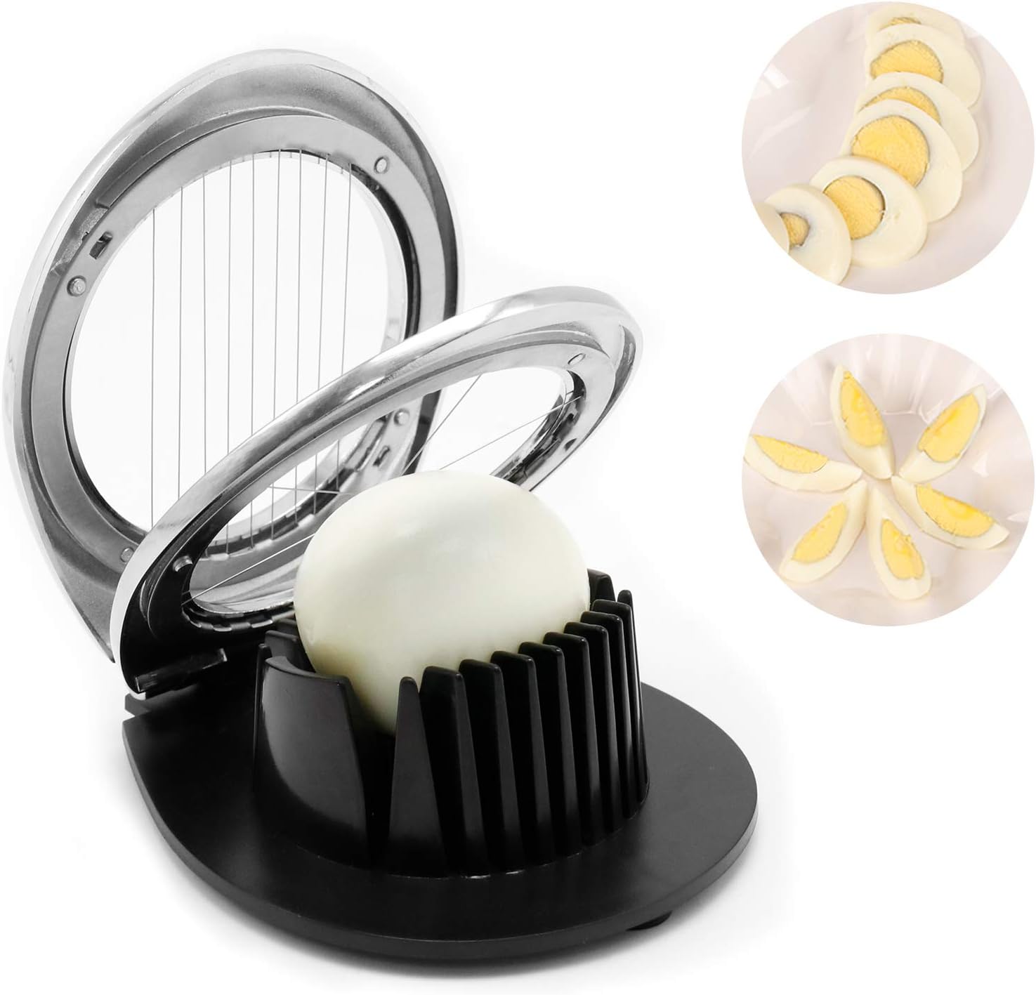 Egg Slicer, Egg Slicer for Hard Boiled Eggs Dishwasher Safe, Stainless Steel Wire, with Anti-slip Groove, 2 Slicing Styles, Suitable for Egg Strawberry Soft Fruits and Vegetables