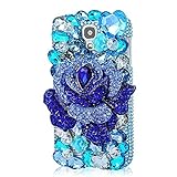 EVTECH(TM) for Samsung Galaxy Mega 6.3 i9200 i9205 3D Handmade Fashion Crystal Rhinestone Bling Case Cover Hard Case Clear(100% Handcrafted) (Color-A1)