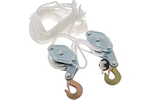 J&R QUALITY TOOLS 2 Ton Rope Hoist Pulley Wheel Block and Tackle, 4000LB 65 Feet Poly Rope Hoist Pulley Block 7:1 Ratio Lifting Power