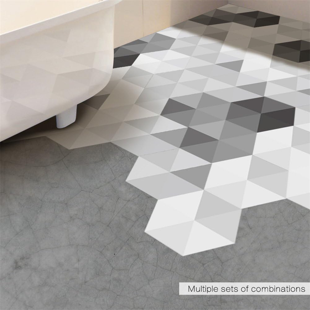 VanBest 10pcs Black and White Gray Floor Sticker Tile Stickers DIY Home Living Room Bedroom Mural Art Decoration
