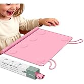 DZDOV Silicone Placemat for Babygirls Eating-Out: Wipe Clean &amp; Roll up for Outdoor - Pink Table Mat for Restaurant/Travel/On-The-Go